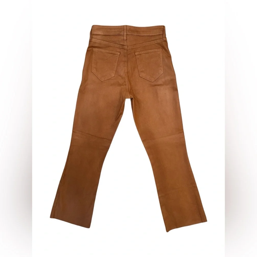 L’AGENCE Jeans Kendra Coated Cropped Flare Java Tan Denim Women Size 25 NWOT NEW - Picture 7 of 12